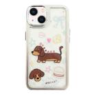 For iPhone 14 Clear Illustration Graffiti Pattern TPU + PC Phone Case(Brown Dog) - 1