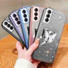 For Samsung Galaxy S21 FE 5G Plated Gradient Glitter Butterfly Holder TPU Phone Case(Silver) - 2