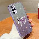 For Samsung Galaxy S20+ Plated Gradient Glitter Butterfly Holder TPU Phone Case(Purple) - 1