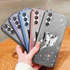 For Samsung Galaxy F15 Plated Gradient Glitter Butterfly Holder TPU Phone Case(Purple) - 2