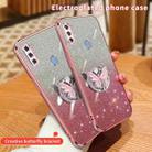 For Samsung Galaxy A11 Plated Gradient Glitter Butterfly Holder TPU Phone Case(Purple) - 3