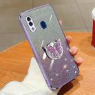 For Samsung Galaxy A20 / A30 Plated Gradient Glitter Butterfly Holder TPU Phone Case(Purple) - 1