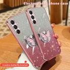 For Samsung Galaxy A24 4G Plated Gradient Glitter Butterfly Holder TPU Phone Case(Silver) - 3