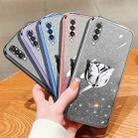 For Samsung Galaxy A70 Plated Gradient Glitter Butterfly Holder TPU Phone Case(Black) - 2