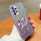For Samsung Galaxy A72 5G Plated Gradient Glitter Butterfly Holder TPU Phone Case(Purple) - 1