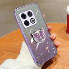 For OnePlus 10 Pro Plated Gradient Glitter Butterfly Holder TPU Phone Case(Purple) - 1