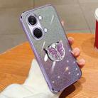 For OnePlus Ace 2V Plated Gradient Glitter Butterfly Holder TPU Phone Case(Purple) - 1