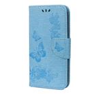 For iPhone 12 mini Vintage Embossed Floral Butterfly Pattern Horizontal Flip Leather Case with Card Slot & Holder & Wallet & Lanyard(Blue) - 1