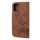 For iPhone 12 mini Vintage Embossed Floral Butterfly Pattern Horizontal Flip Leather Case with Card Slot & Holder & Wallet & Lanyard(Brown) - 3