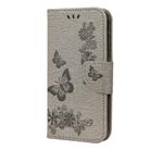 For iPhone 12 mini Vintage Embossed Floral Butterfly Pattern Horizontal Flip Leather Case with Card Slot & Holder & Wallet & Lanyard(Grey) - 2