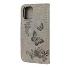 For iPhone 12 mini Vintage Embossed Floral Butterfly Pattern Horizontal Flip Leather Case with Card Slot & Holder & Wallet & Lanyard(Grey) - 3
