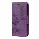 For iPhone 12 mini Vintage Embossed Floral Butterfly Pattern Horizontal Flip Leather Case with Card Slot & Holder & Wallet & Lanyard(Purple) - 1