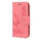 For iPhone 12 / 12 Pro Vintage Embossed Floral Butterfly Pattern Horizontal Flip Leather Case with Card Slot & Holder & Wallet & Lanyard(Pink) - 2