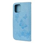 For iPhone 12 / 12 Pro Vintage Embossed Floral Butterfly Pattern Horizontal Flip Leather Case with Card Slot & Holder & Wallet & Lanyard(Blue) - 3