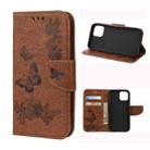 For iPhone 12 Pro Max Vintage Embossed Floral Butterfly Pattern Horizontal Flip Leather Case with Card Slot & Holder & Wallet & Lanyard(Brown) - 1