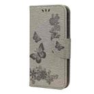 For iPhone 12 Pro Max Vintage Embossed Floral Butterfly Pattern Horizontal Flip Leather Case with Card Slot & Holder & Wallet & Lanyard(Grey) - 2