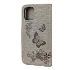 For iPhone 12 Pro Max Vintage Embossed Floral Butterfly Pattern Horizontal Flip Leather Case with Card Slot & Holder & Wallet & Lanyard(Grey) - 3