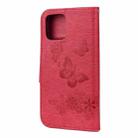 For iPhone 12 Pro Max Vintage Embossed Floral Butterfly Pattern Horizontal Flip Leather Case with Card Slot & Holder & Wallet & Lanyard(Red) - 3