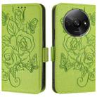 For Redmi A3 / Xiaomi Poco C61 4G Global Embossed Rose RFID Anti-theft Leather Phone Case(Green) - 2