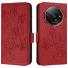 For Redmi A3 / Xiaomi Poco C61 4G Global Embossed Rose RFID Anti-theft Leather Phone Case(Red) - 2