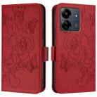 For Redmi 13C 4G Global / Xiaomi Poco C65 Embossed Rose RFID Anti-theft Leather Phone Case(Red) - 2