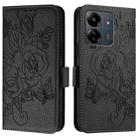 For Redmi 13C 4G Global / Xiaomi Poco C65 Embossed Rose RFID Anti-theft Leather Phone Case(Black) - 2