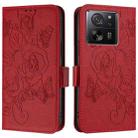 For Redmi K60 Ultra / Xiaomi 13T / 13T Pro Embossed Rose RFID Anti-theft Leather Phone Case(Red) - 2