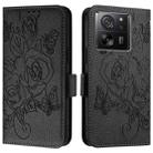 For Redmi K60 Ultra / Xiaomi 13T / 13T Pro Embossed Rose RFID Anti-theft Leather Phone Case(Black) - 2