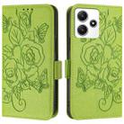 For Redmi 12 5G / 4G Global / Note 12R Embossed Rose RFID Anti-theft Leather Phone Case(Green) - 2