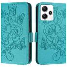 For Redmi 12 5G / 4G Global / Note 12R Embossed Rose RFID Anti-theft Leather Phone Case(Light Blue) - 2