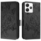 For Redmi 12 5G / 4G Global / Note 12R Embossed Rose RFID Anti-theft Leather Phone Case(Black) - 2