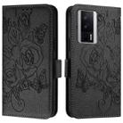For Redmi K60 / K60 Pro Embossed Rose RFID Anti-theft Leather Phone Case(Black) - 2
