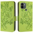 For Redmi A2+ / Xiaomi Poco C51 Embossed Rose RFID Anti-theft Leather Phone Case(Green) - 2
