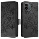 For Redmi A2+ / Xiaomi Poco C51 Embossed Rose RFID Anti-theft Leather Phone Case(Black) - 2