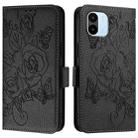 For Redmi A1 4G Global / A2 4G Embossed Rose RFID Anti-theft Leather Phone Case(Black) - 2