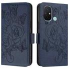 For Redmi 12C / 11A Embossed Rose RFID Anti-theft Leather Phone Case(Dark Blue) - 2