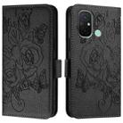 For Redmi 12C / 11A Embossed Rose RFID Anti-theft Leather Phone Case(Black) - 2