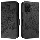 For Redmi 10 5G / 10 Prime+ 5G Global Embossed Rose RFID Anti-theft Leather Phone Case(Black) - 2