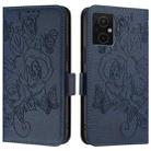 For Redmi Note 11E 5G / Xiaomi Poco M4 Embossed Rose RFID Anti-theft Leather Phone Case(Dark Blue) - 2
