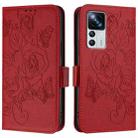 For Redmi K50 Ultra / Xiaomi 12T / 12T Pro Embossed Rose RFID Anti-theft Leather Phone Case(Red) - 2