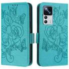 For Redmi K50 Ultra / Xiaomi 12T / 12T Pro Embossed Rose RFID Anti-theft Leather Phone Case(Light Blue) - 2