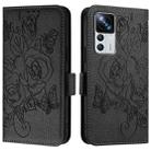 For Redmi K50 Ultra / Xiaomi 12T / 12T Pro Embossed Rose RFID Anti-theft Leather Phone Case(Black) - 2