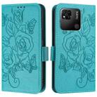 For Redmi 10A / 9C Embossed Rose RFID Anti-theft Leather Phone Case(Light Blue) - 2