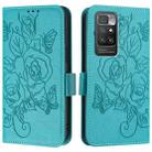 For Redmi 10 4G 2021 / 2022 Global Embossed Rose RFID Anti-theft Leather Phone Case(Light Blue) - 2