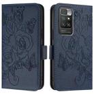 For Redmi 10 4G 2021 / 2022 Global Embossed Rose RFID Anti-theft Leather Phone Case(Dark Blue) - 2