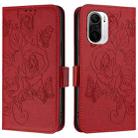 For Redmi K40 / K40 Pro Embossed Rose RFID Anti-theft Leather Phone Case(Red) - 2