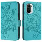 For Redmi K40 / K40 Pro Embossed Rose RFID Anti-theft Leather Phone Case(Light Blue) - 2