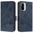 For Redmi K40 / K40 Pro Embossed Rose RFID Anti-theft Leather Phone Case(Dark Blue) - 2