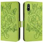 For Redmi 9A / 9i / 9AT Embossed Rose RFID Anti-theft Leather Phone Case(Green) - 2