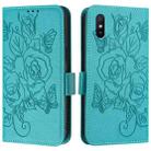 For Redmi 9A / 9i / 9AT Embossed Rose RFID Anti-theft Leather Phone Case(Light Blue) - 2